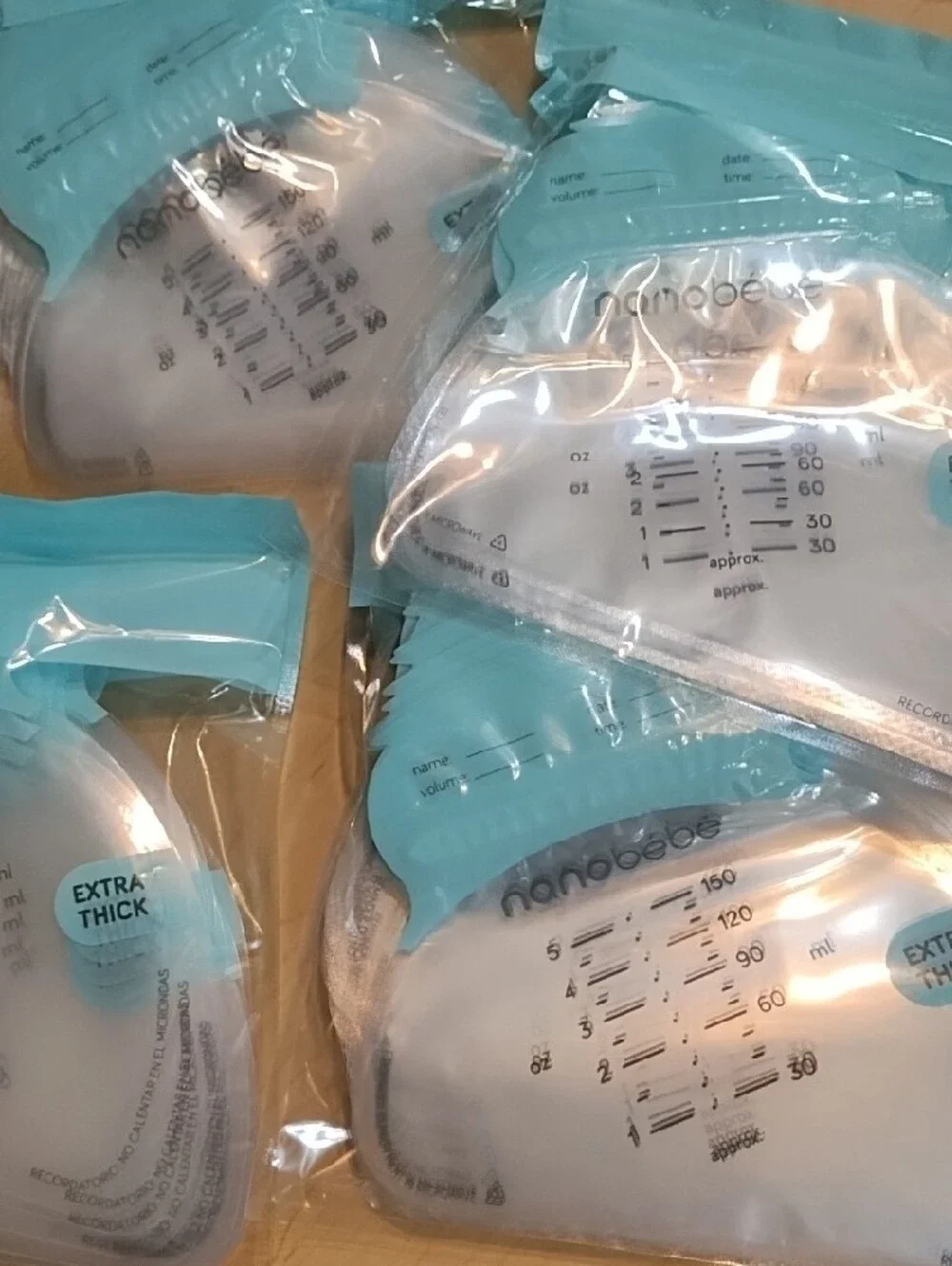 nanobébé Breastmilk Storage Bags - Teal/White NIB Unopened Packs Extra Thick.